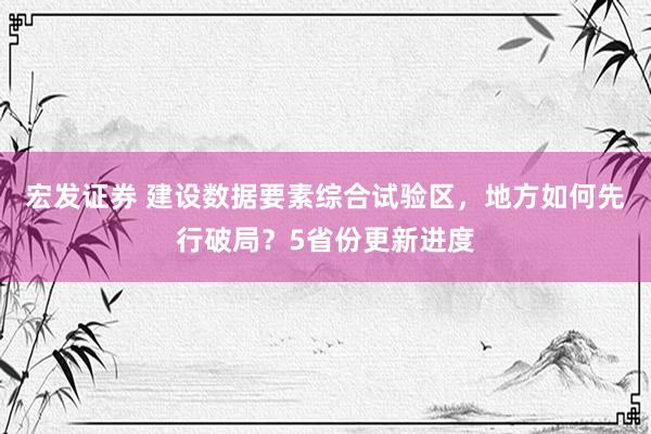 宏发证券 建设数据要素综合试验区，地方如何先行破局？5省份更新进度