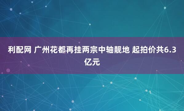 利配网 广州花都再挂两宗中轴靓地 起拍价共6.3亿元